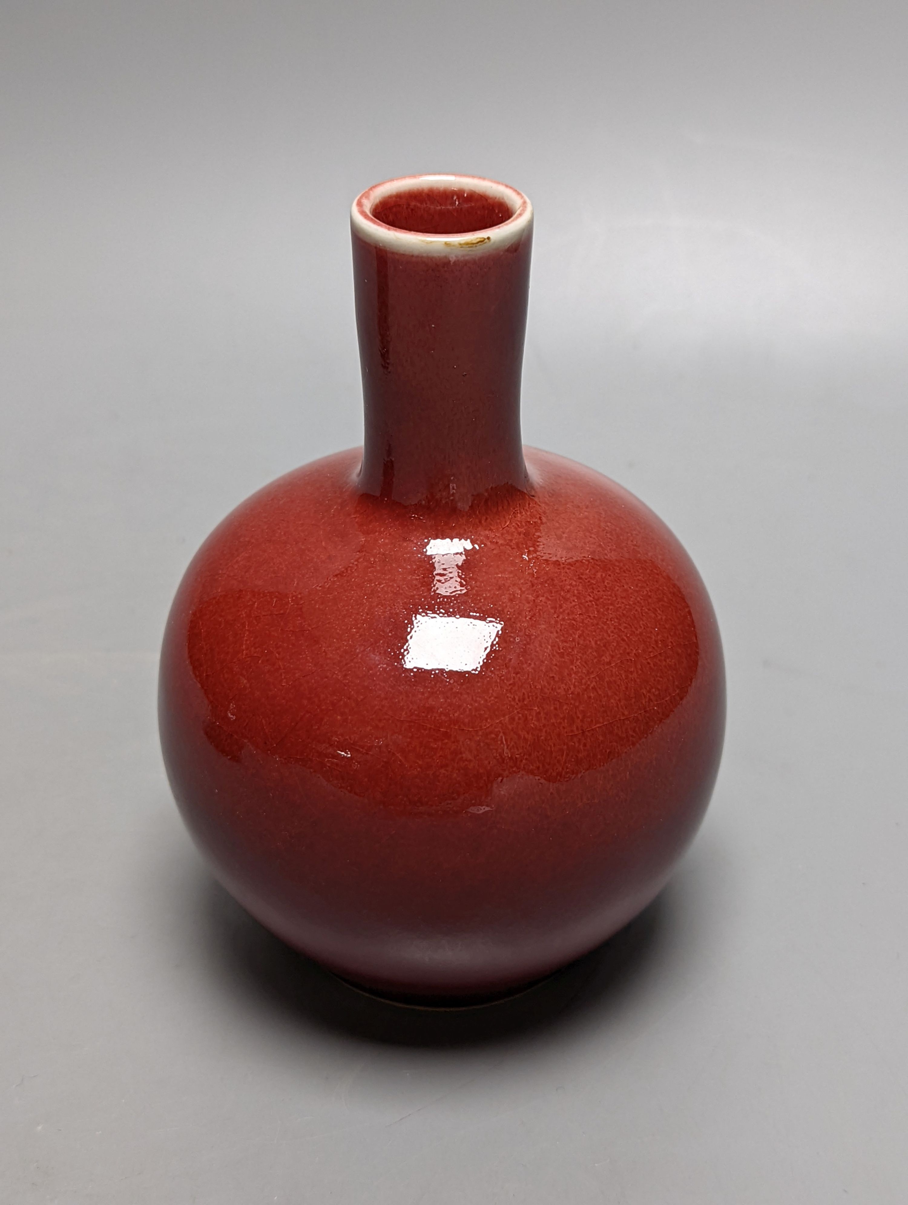 Two Chinese sang-de-boeuf bottle vases 14cm